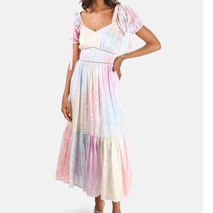 Loveshackfancy Angie silk rainbow pastel tie dye dress 6